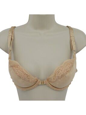 VTG Jezebel Renee of Hollywood 36B Beige Bra Underwire Front Closure Padded